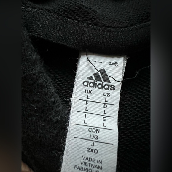 Adidas Black Cotton Blend Raw Hem Sleeveless Drawstring Pullover Hoodie. Size L - Picture 4 of 9